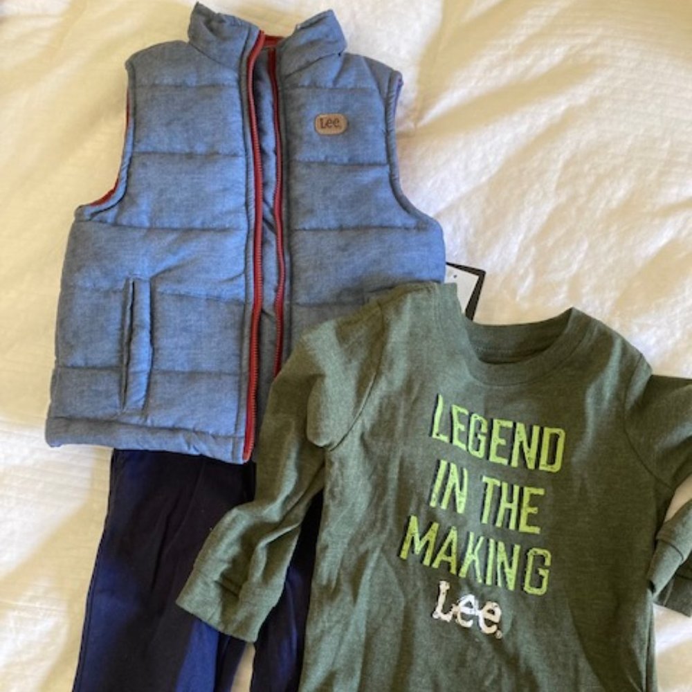 NWT toddler LEE PUFFER VEST 3 PIECE OUTFIT - Cute!